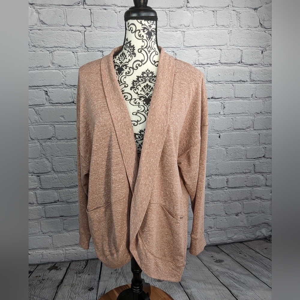 Sonoma women's long sleeve stretch knit open front cardigan size xl pockets b18